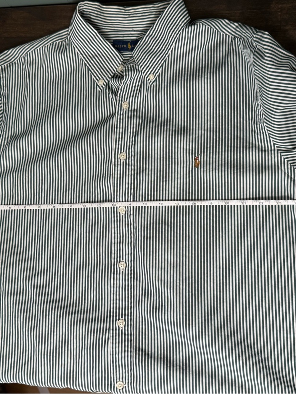 Ralph Lauren Green Stripe Button Down Shirt Sz 18 (36-37) Lightweight Cotton - Picture 4 of 11